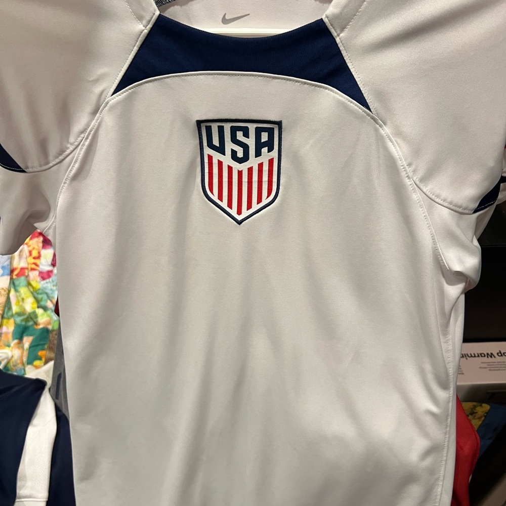 Nike USA Soccer Jersey White Navy Dri-Fit Embroidered Crest